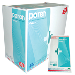 Poren Non-Adherent Absorbent Dressing, 10 x 20cm, Sterile, 100/Box (Supplied as 20 bxs of 5) Box