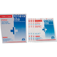 Out of Date, Poren-Lite Non-Adherent Absorbent Dressing, 7.5 x 7.5cm, Sterile, 100/Box, Price Discounted, While Stocks last Box