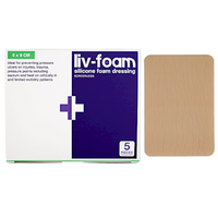 Liv-Foam Silicone Foam Dressing, 6 x 9cm, Borderless, Non Adhesive, 5/Box Box