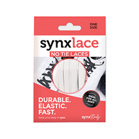 Synxlace No Tie Laces, Length: 1.25m, White, Each