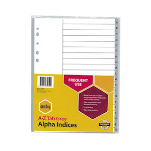 MARBIG 35050 DIVIDER POLYPROPYLENE A4 A-Z TAB GREY Each