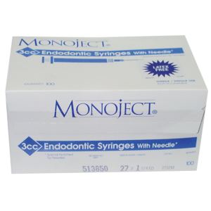 Monoject Endo Syr&Needles 27Gx11/4"(31.7mm) 3Ml,Ylw 100/Bx Box