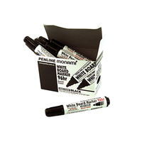 Penline Monami 4364 Whiteboard Marker, Bullet Point, 4mm, Black, 12/Box Box