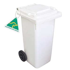 Mr Wheelie Bin, 120L , 545(L) x 480(W) x 930(H) mm, HDPE, Food Grade, White, Each