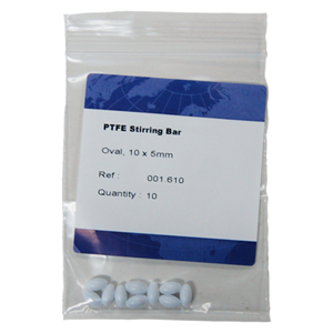 Cowie Magnetic Stirrer Bar, Oval without Pivot, PTFE Coated, 10mm Length x 5mm Diameter, 10/Pack Pack