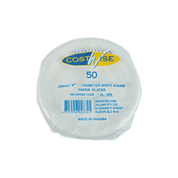Biodegradable Paper Plates, Uncoated, Round, White, 230 Millimeter, 50/Pack Pack