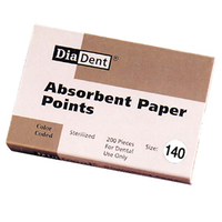 Diadent Absorbent Paper Points, ISO Size No. 140, Biodegradable, Sterile, Black, 120/Vial, 6 Vials/Pack Pack