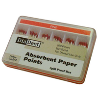 Diadent Absorbent Paper Points, Size No. F, Fine, Biodegradable, Sterile, Red, 200/Box Box