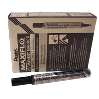 Pentel Maxiflo Whiteboard Marker, Bullet Point, 2.1mm, Black, 12/Box Box