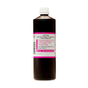 Pharmaust Chlorhexidine 0.5pct in 70pct Alcohol, 500mL, Tinted Pink, Each Each