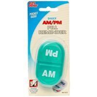EZY DOSE Pill Organiser Reminder, 1 Day, Labelled AM/PM, 2 Compartments, Pocket Size, Each Each