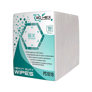 Kwikmaster 3D Hex Wiper Sheets, 28 x 35cm, White, 100 Wipers/Pack, 8 Packs/Carton Carton