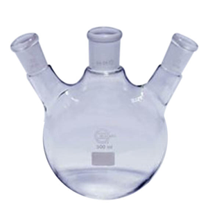 Round Bottle Flasks, 3 Necks Socket 14/23 Angled Socket 14/23 50ml Each