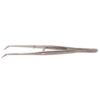 Reicodent Dental College Locking Tweezer Forceps, 150mm, Angled with Pin and Lock, Serrated, Stainless Steel, Germany, Each Each