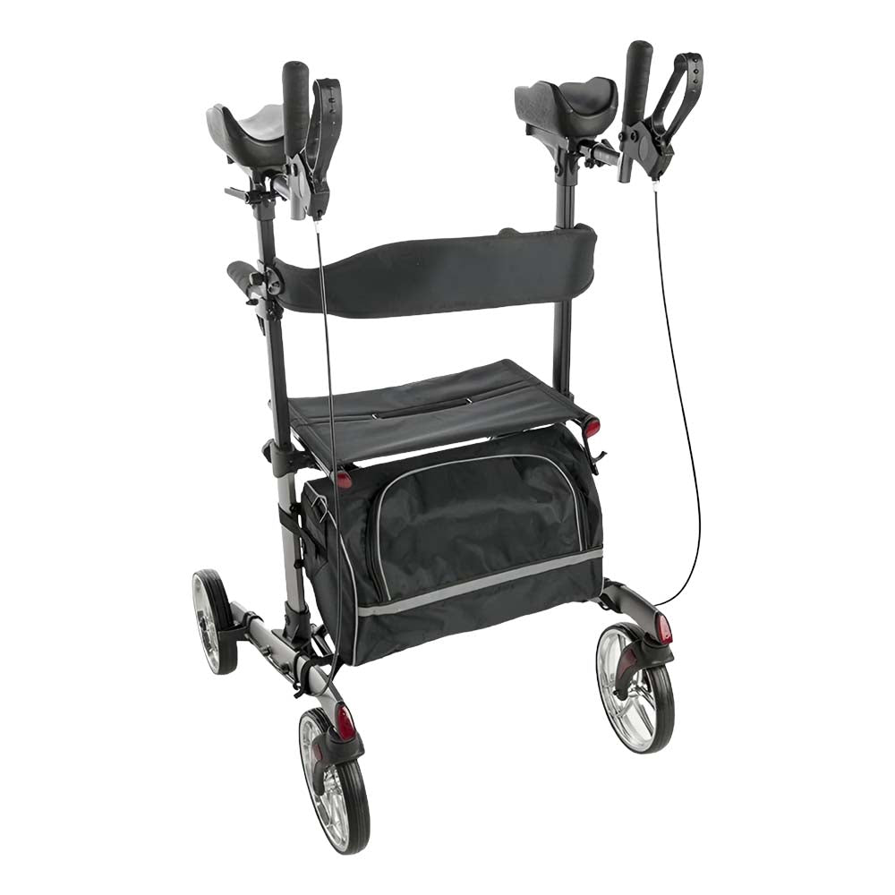 Livingstone Upright Rollator Walker, 10" Front Wheel with Seat and Bag, Grey, Each