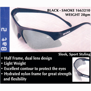 Bolle Bat Black Frame Flash Safety Eyewear Glasses, Smoke Polycarbonate Each