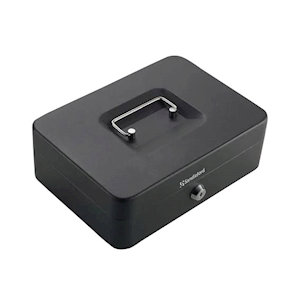 Sandleford Cash Box, Steel Powdercoated, 250 x 180 x 90mm, Large, Black, Each Each