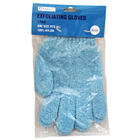 Sofeel Exfoliating Massage Gloves, Nylon, Blue, Fits All Sizes, 2/Pack Pair