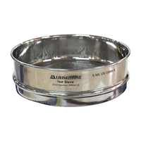 Test Sieve, 2mm Aperture, Wire Mesh, 200mm Diameter, 50mm Height, Stainless Steel, Certified, Each Each