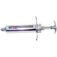 Veterinary Metal Syringe with Glass Barrel, Luer Lock Nozzle, 2ml Each