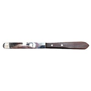 Livingstone Spatula, 10x1.5cm Stainless Steel Metal Length & Width, w/ 9.5cm Biodegradable Wooden Handle, 23 graml, Flat End, Each Each