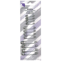 Queen Safety Pins with Coil Guard, 4 of Each Size, No.1 - 27mm, No. 2 - 38mm and No. 3 - 51mm, 12 Pins/Card, 12 Cards/Box Box