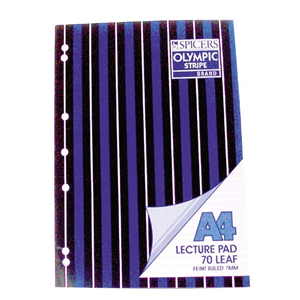 LECTURE PAD A4 70LF 7MM 7 HOLERULED EACH Each