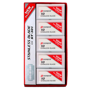 Dorco Double Edge Razor Blade, New Red Platinum Stainless, 10/Sleeve, 100/Pack (ST-301) Pack