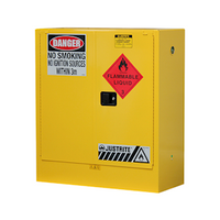 Justrite Safety Storage Cabinets for Flammable Liquids, 160 Litres, 1230 x 1100 x 465mm, 6 x 20 Litre Drums, Yellow, Each Each