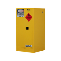 Justrite Safety Storage Cabinets for Flammable Liquids, 207 Litres, 1760 x 870 x 870mm, Vertical Drum, 2 Doors with Roller, Yellow, Each Each