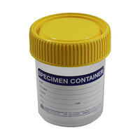 Sarsted Sample Container, 80mL, E.O Sterile, Yellow Screw Cap with Temperature Indicator Strip in C n F Scales, Labelled, Polypropylene, 250/Carton