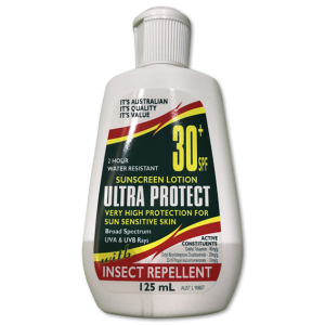 Out of Date, Ultra Protect Sun Save SPF30 with Repellant, 125ml Fliptop Bottle (UP3IR125), Price Discounted, While Stocks last Each