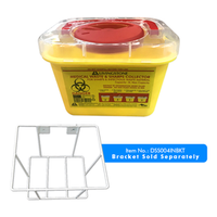 Liv Needles Sharps Waste Collector, 3 Litres, Screw Lid & Finger Guard, Clear View Top, Square, Recyclable Plastic, Yellow, 10/Carton Carton