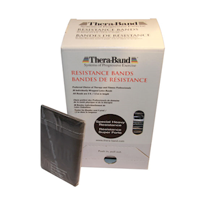 Theraband Latex Exercise Bands, Special Heavy Resistance, Black, 1.5 metres, Individually Packed, 30 Packs/Dispenser Box Box