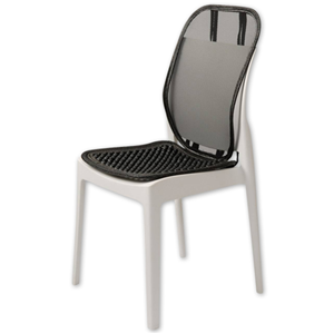 FloBac Mesh Back Support, with Air-Flo Ventilated Seat, 41(L) x 12(W) x 50(H) cm, Portable and Lightweight, Black, Each Each
