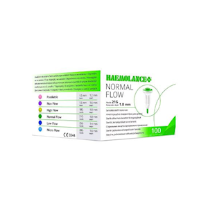 Haemolance Plus Safety Lancets, Normal Flow, 21G, 1.8mm, 200 Pieces/Box Box