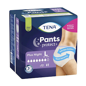 Tena Pants Protect Plus Night, 100 - 135cm, Unisex, Large, 12 Pieces/Pack