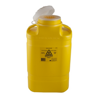 Fittank Needles Sharps Waste Collector, 19L Capacity, with Screw Lid and Petal Insert, Yellow, Each Each