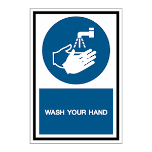 Safety Sign, "Wash Hands Before leaving Laboratory", 30 x 22.5cm, Self-Adhesive Vinyl, Each Each
