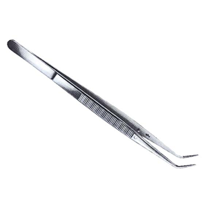 Livingstone College Dental Tweezers Forceps 20cm Angled with Pin and Safety Lock, Serrated, Stainless Steel Each Each
