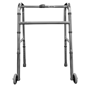 Adjustable Aluminium Foldable Walking Frame, Length: 58cm Width: 18cm Height: 81cm, with 2 Front Castors, Silver, Each Each