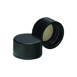 Wheaton Phenolic Screw Cap, Thread: 24-400, PTFE-Faced Rubber Liner, Solid Top, Autoclavable, Black, 100/Case Pack