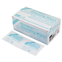 Uni-Wipe Pure Water Alcohol Free Cleansing Towelette Wipe, 17 x 15cm, Hygienically Sterilized, Individual Pack, 50 Sachets/Box Box