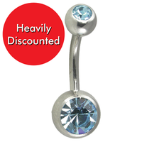 Yoop Double Jewelled Banana Bellybar Aquamarine