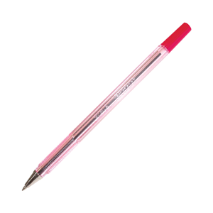 Ball Point Pens, 0.7mm, Red, Silver Tip, Red Barrel, 12/Box